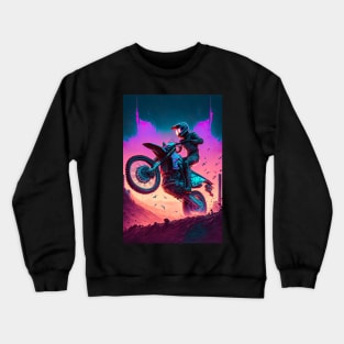 Cyber Future Dirt Bike With Neon Colors Crewneck Sweatshirt